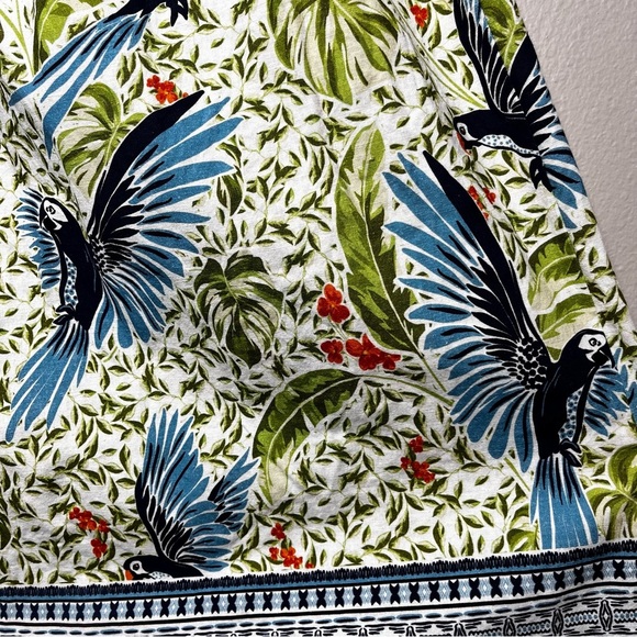 Alex Marie Women Linen Skirt Small Green Blue Tropical Paradise Resort Art - Picture 6 of 8